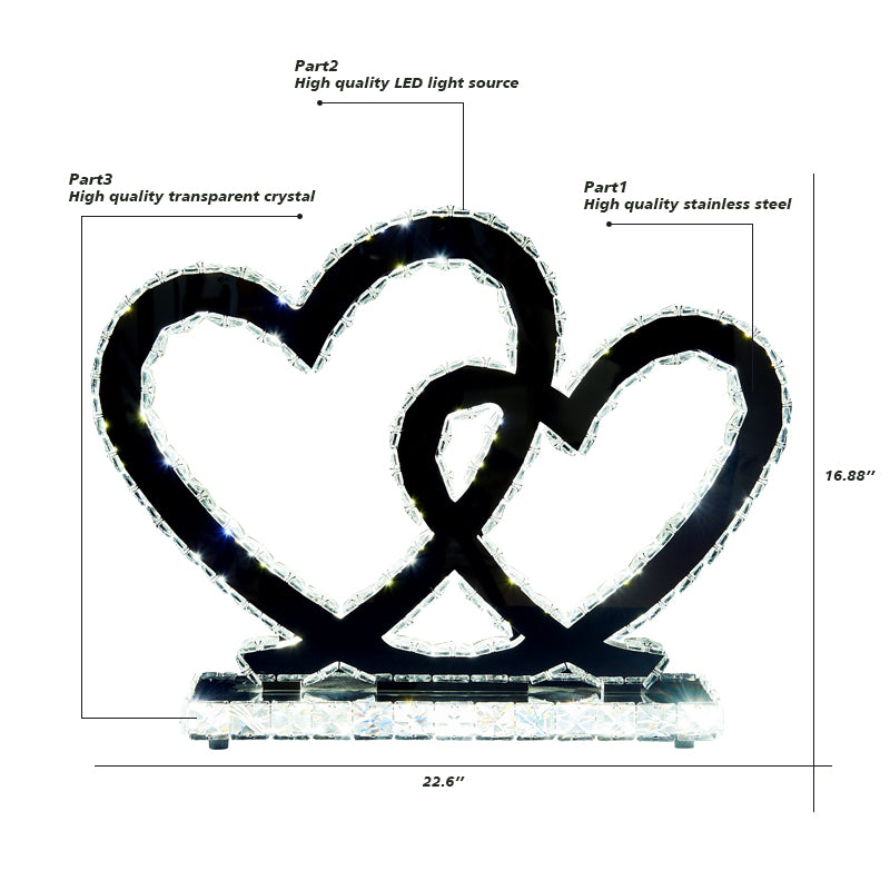 Double Heart Silver Led - DOUBLE-HEART-LED