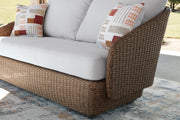 Double Point Outdoor Sofa, Loveseat and 2 Lounge Chairs with Coffee Table in Beige - PKG024029