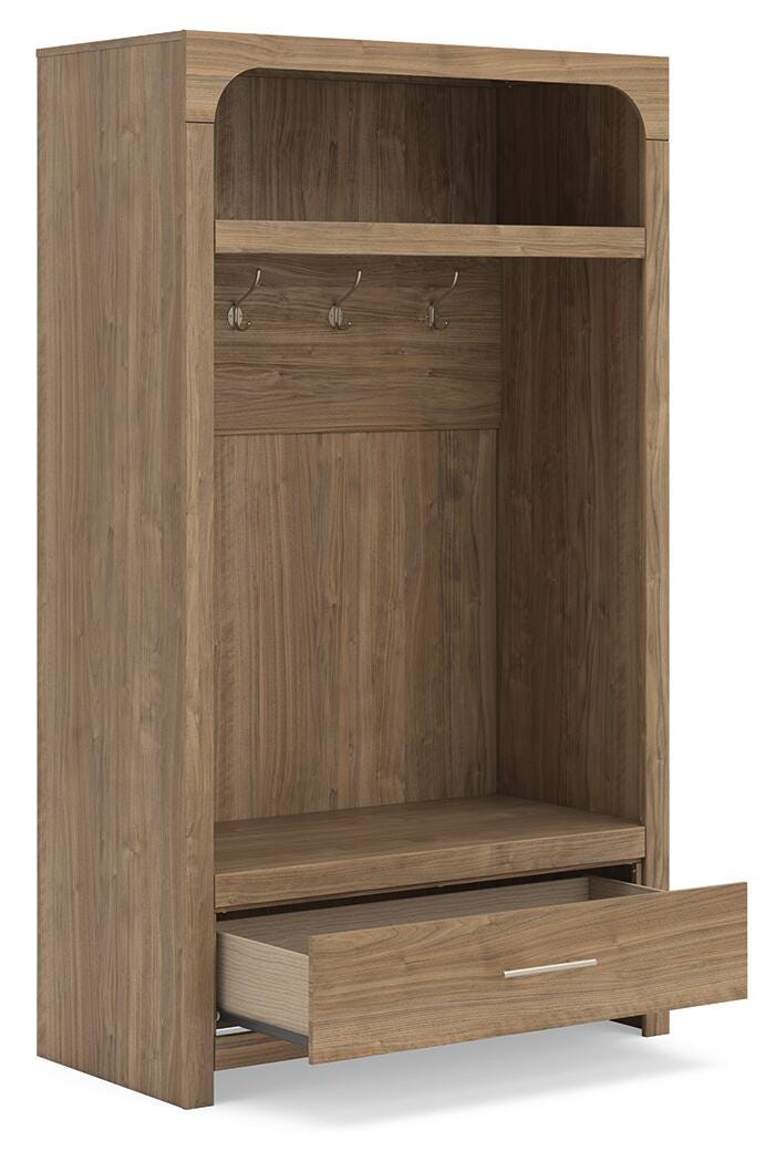 Dovander Brown Hall Tree with Storage Bench - W1121-79