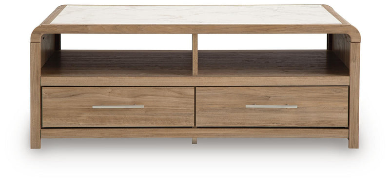 Dovander White/Natural Coffee Table - T1121-1