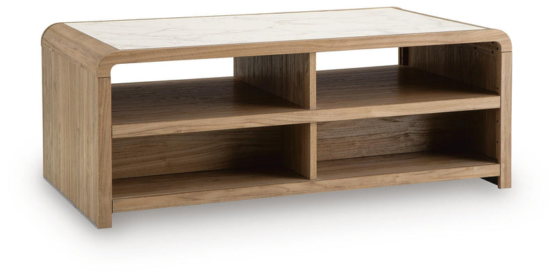 Dovander White/Natural Coffee Table - T1121-1