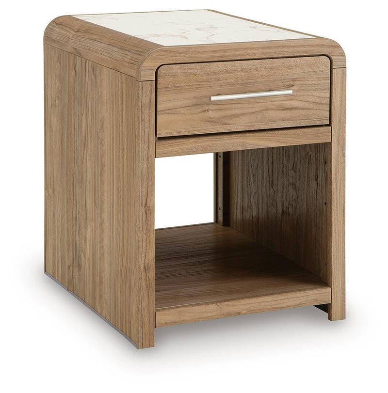 Dovander White/Natural End Table - T1121-3
