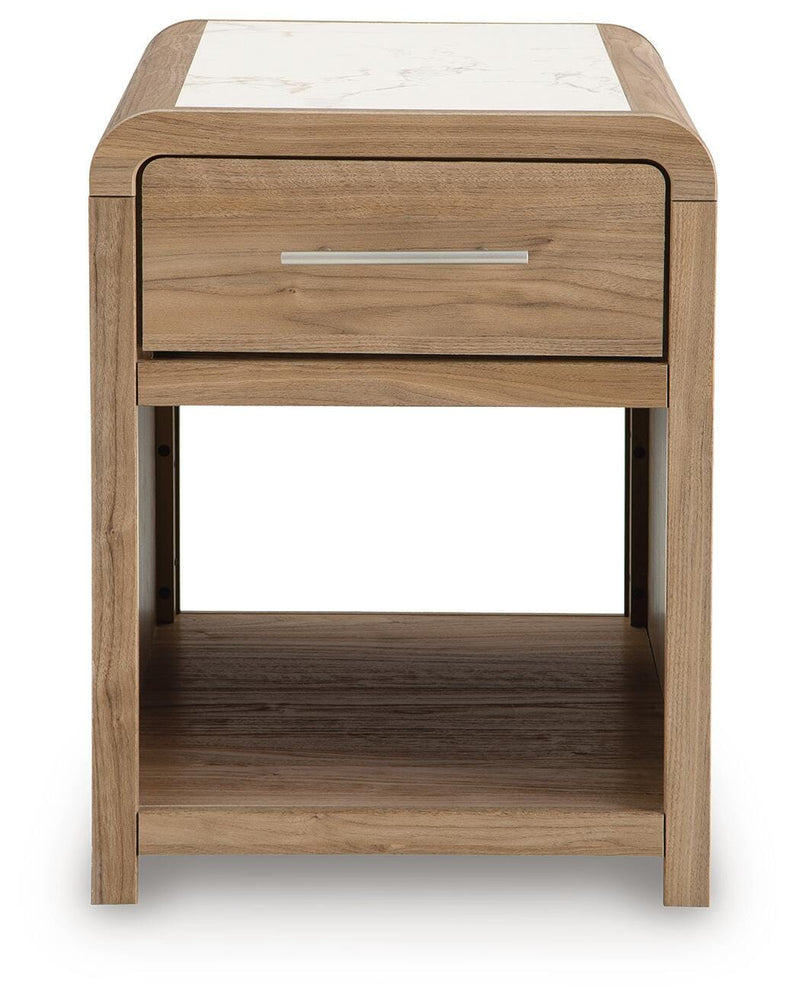 Dovander White/Natural End Table - T1121-3