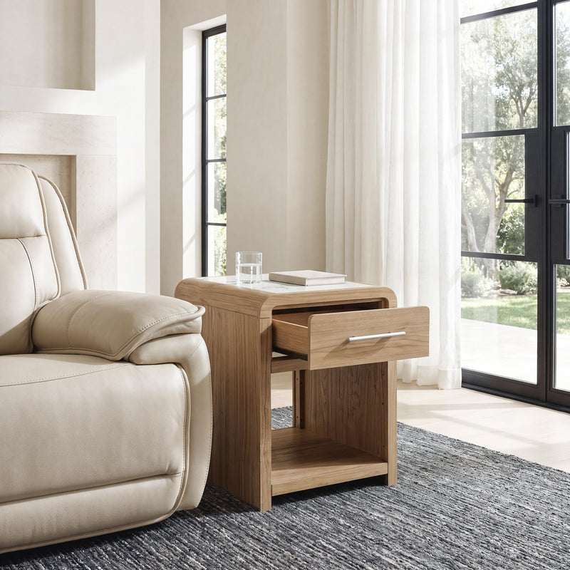 Dovander White/Natural End Table - T1121-3