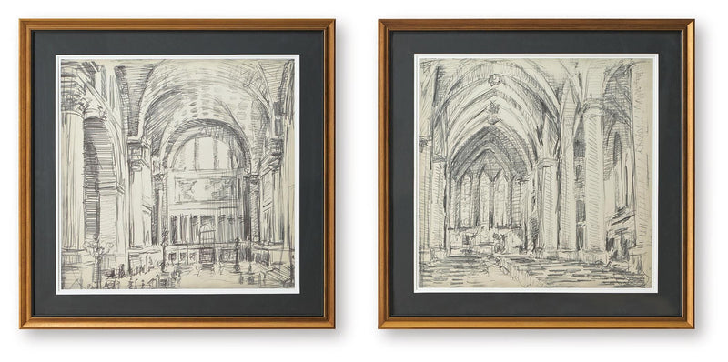 Downyard Black/Beige Wall Art (Set of 2) - A8000548