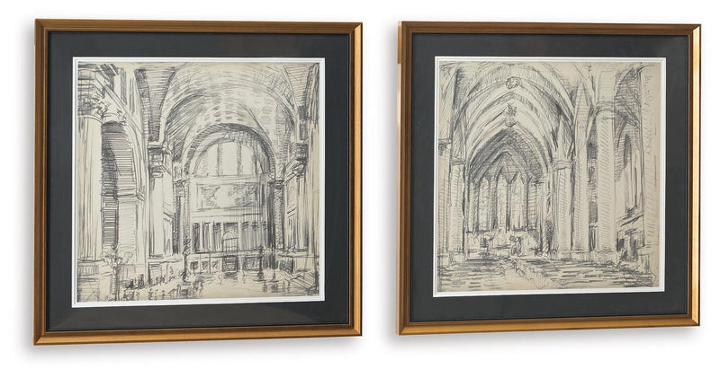Downyard Black/Beige Wall Art (Set of 2) - A8000548