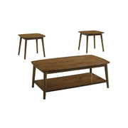 Drapper - Oak Color 3PC Coffee Table Set, Coffee Table and 2 End Tables with Built in Storage Shelves - DRP301-3PC-Set