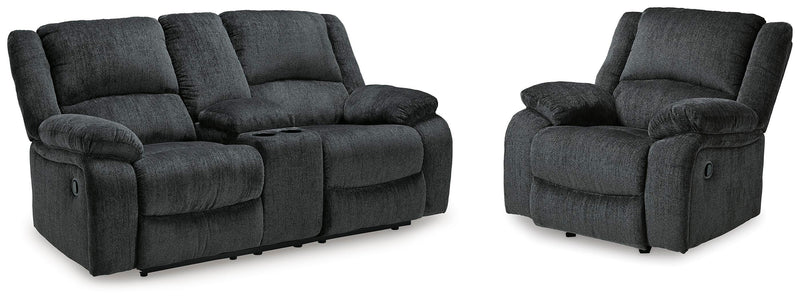 Draycoll Slate Reclining Loveseat with Console and Recliner - 76504U7
