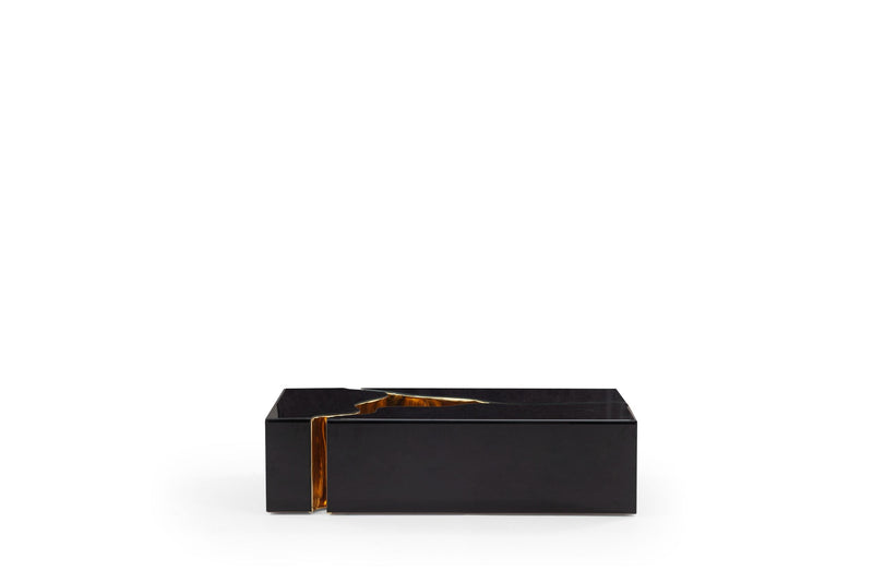 Dream Glass Black/Gold 3-Piece Coffee Table - DREAMBG-GLS