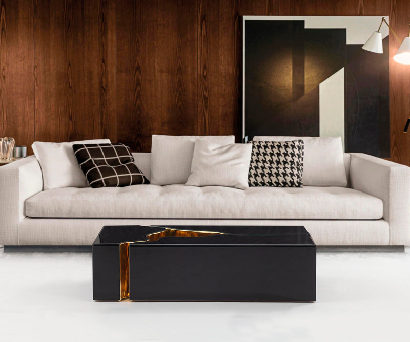 Dream Glass Black/Gold 3-Piece Coffee Table - DREAMBG-GLS