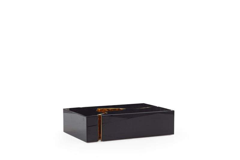 Dream Glass Black/Gold 3-Piece Coffee Table - DREAMBG-GLS