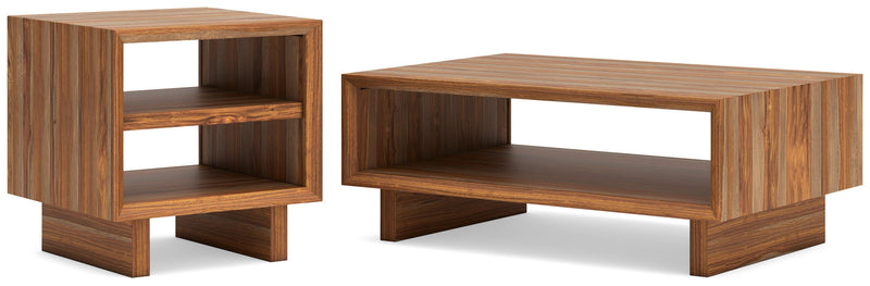 Dressonni Coffee Table with 1 End Table in Brown - PKG020849