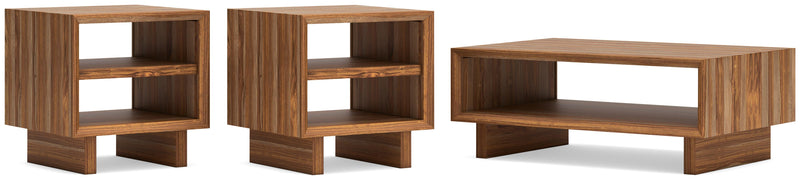Dressonni Coffee Table with 2 End Tables in Brown - PKG020850