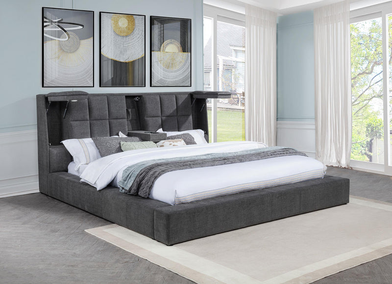 Dreux Upholstered Eastern King Panel Platform Bed Grey - 315948GRYKE