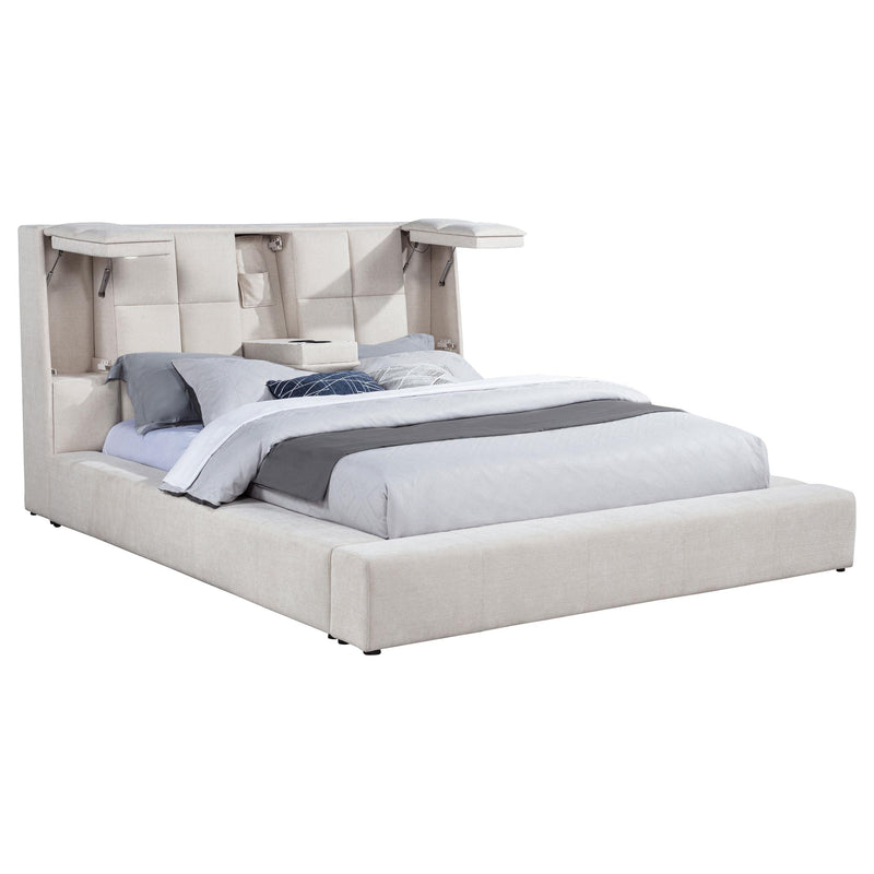 Dreux Upholstered Queen Panel Platform Bed Cream - 315948CRMQ
