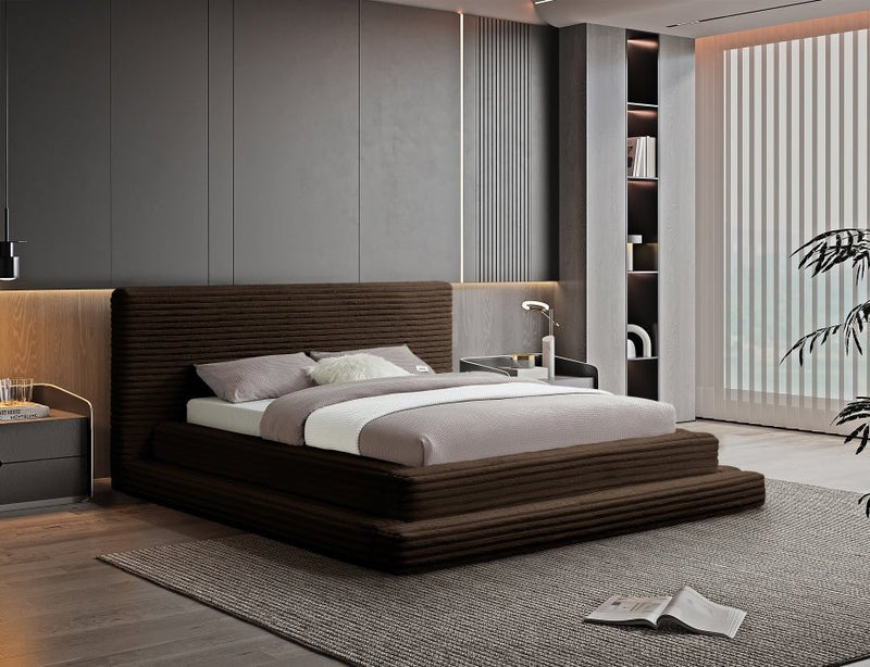 Drew Corduroy Full Bed (3 Boxes) in Brown - Gate FurnitureFull Bed