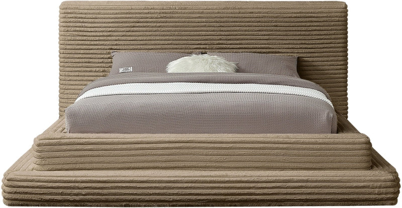 Drew Corduroy Full Bed (3 Boxes) in Taupe - Gate FurnitureFull Bed