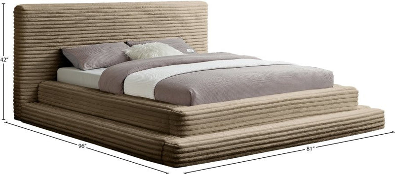 Drew Corduroy Full Bed (3 Boxes) in Taupe - Gate FurnitureFull Bed