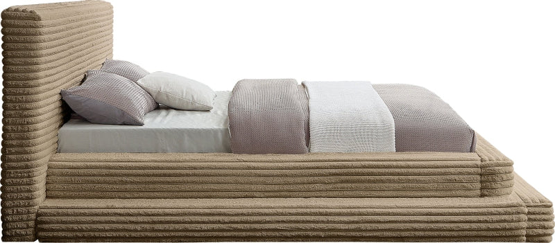 Drew Corduroy Full Bed (3 Boxes) in Taupe - Gate FurnitureFull Bed