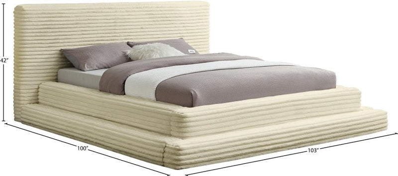 Drew Corduroy King Bed (3 Boxes) in Cream - Gate FurnitureKing Bed