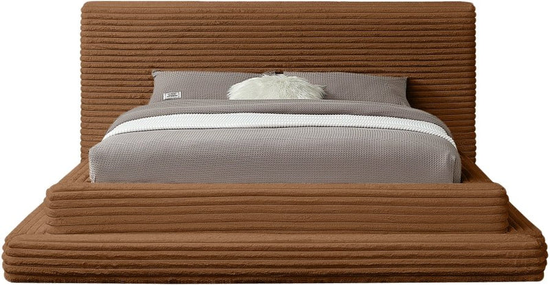 Drew Corduroy King Bed (3 Boxes) in Saddle - Gate FurnitureKing Bed