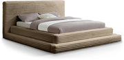 Drew Corduroy King Bed (3 Boxes) in Taupe - Gate FurnitureKing Bed
