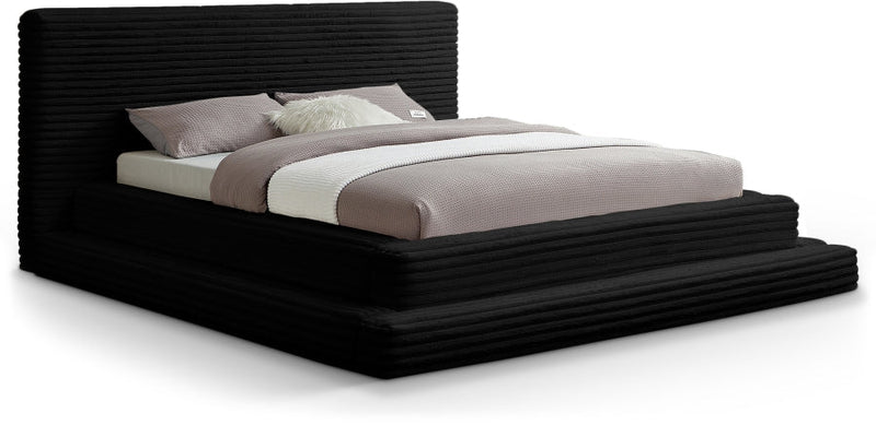 Drew Corduroy Queen Bed (3 Boxes) in Black - Gate FurnitureQueen Bed