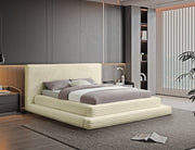 Drew Corduroy Queen Bed (3 Boxes) in Cream - Gate FurnitureQueen Bed