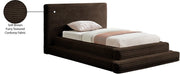 Drew Corduroy Twin Bed (3 Boxes) in Brown - Gate FurnitureTwin Bed