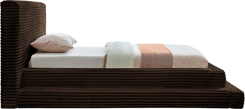 Drew Corduroy Twin Bed (3 Boxes) in Brown - Gate FurnitureTwin Bed