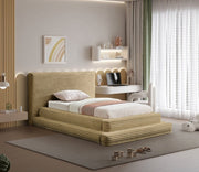 Drew Corduroy Twin Bed (3 Boxes) in Camel - Gate FurnitureTwin Bed