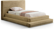 Drew Corduroy Twin Bed (3 Boxes) in Camel - Gate FurnitureTwin Bed
