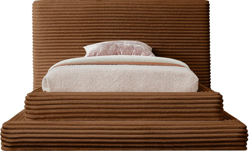 Drew Corduroy Twin Bed (3 Boxes) in Saddle - Gate FurnitureTwin Bed
