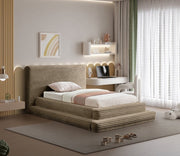 Drew Corduroy Twin Bed (3 Boxes) in Taupe - Gate FurnitureTwin Bed