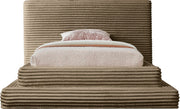 Drew Corduroy Twin Bed (3 Boxes) in Taupe - Gate FurnitureTwin Bed