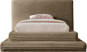 Drew Corduroy Twin Bed (3 Boxes) in Taupe - Gate FurnitureTwin Bed