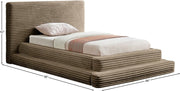 Drew Corduroy Twin Bed (3 Boxes) in Taupe - Gate FurnitureTwin Bed