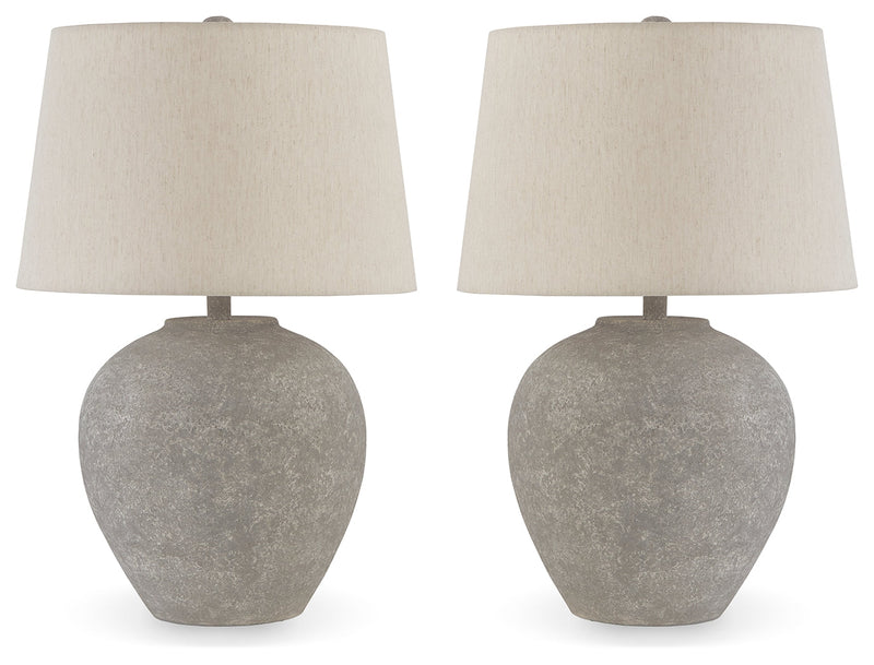 Dreward 2-Piece Table Lamp Set in Distressed Gray - PKG015581