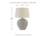 Dreward 2-Piece Table Lamp Set in Distressed Gray - PKG015581