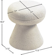 Drum Faux Shearling Teddy Fabric Upholstered Ottoman in Beige - 195Beige