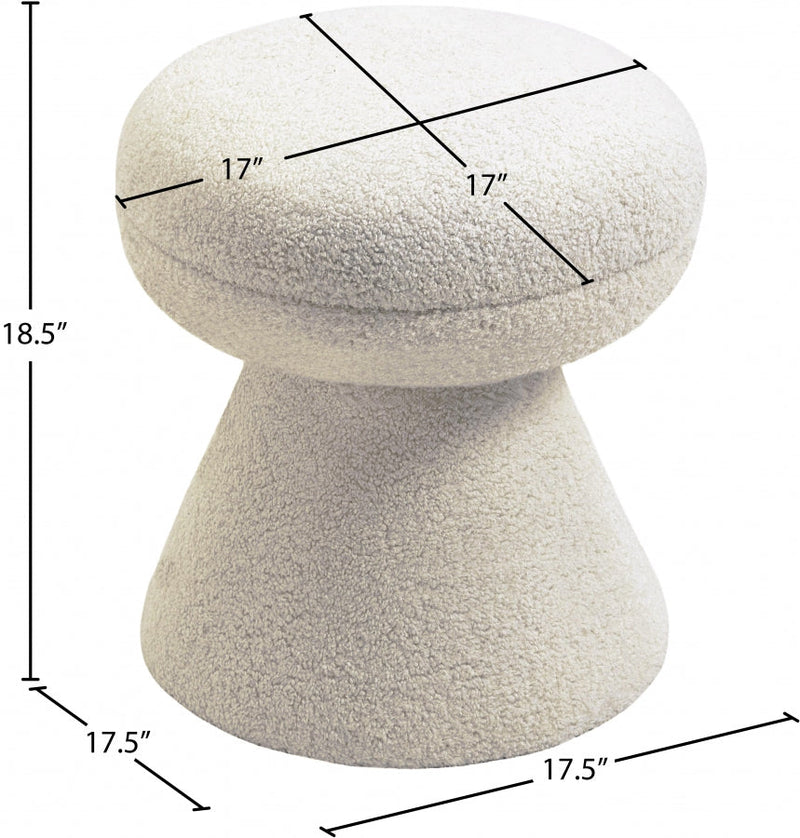 Drum Faux Shearling Teddy Fabric Upholstered Ottoman in Beige - 195Beige