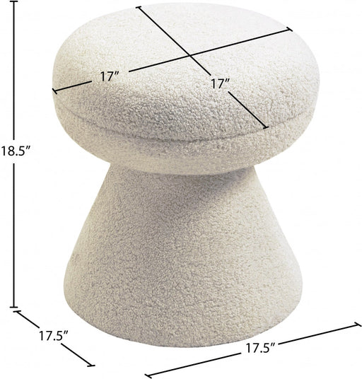 Drum Faux Shearling Teddy Fabric Upholstered Ottoman in Beige - 195Beige