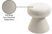 Drum Faux Shearling Teddy Fabric Upholstered Ottoman in Beige - 195Beige