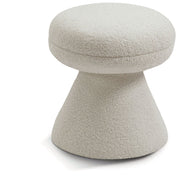 Drum Faux Shearling Teddy Fabric Upholstered Ottoman in Beige - 195Beige