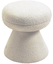 Drum Faux Shearling Teddy Fabric Upholstered Ottoman in Beige - 195Beige