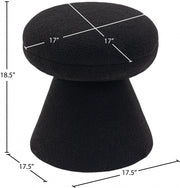 Drum Faux Shearling Teddy Fabric Upholstered Ottoman in Black - 195Black