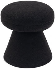 Drum Faux Shearling Teddy Fabric Upholstered Ottoman in Black - 195Black