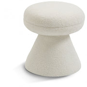 Drum Faux Shearling Teddy Fabric Upholstered Ottoman in Cream - 195Cream