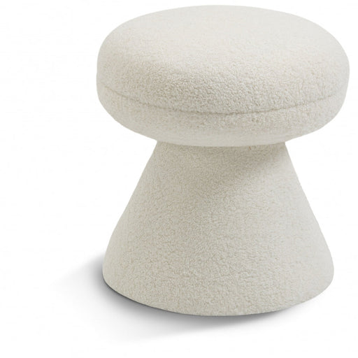 Drum Faux Shearling Teddy Fabric Upholstered Ottoman in Cream - 195Cream