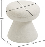 Drum Faux Shearling Teddy Fabric Upholstered Ottoman in Cream - 195Cream